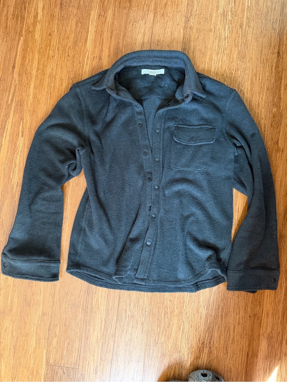 Outerknown Men's Black Button-Up Fleece Blanket Shirt